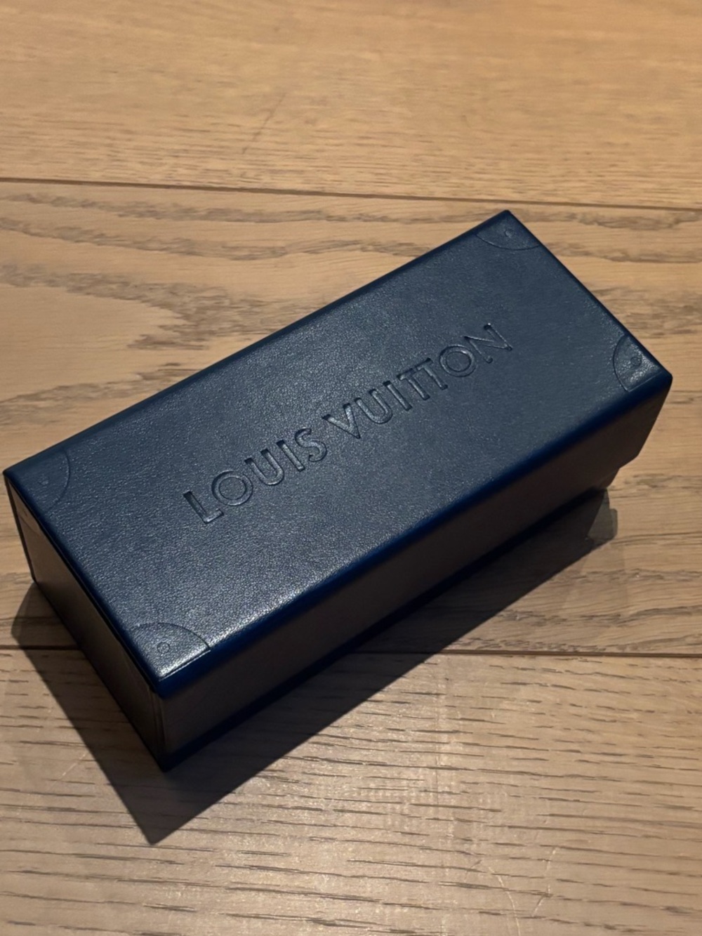 Louis Vuitton Navy Sunglasses Case with Embossed Logo
